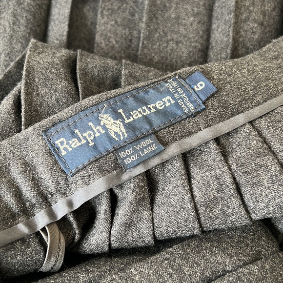 Vintage 80's Ralph Lauren 100% Wool Pleated Long Midi Long Charcoal Gray Size 6 - Picture 4 of 10